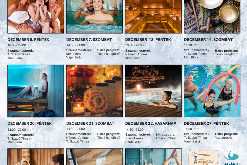 Decemberi szauna programok az Agárdi Fürdőben!