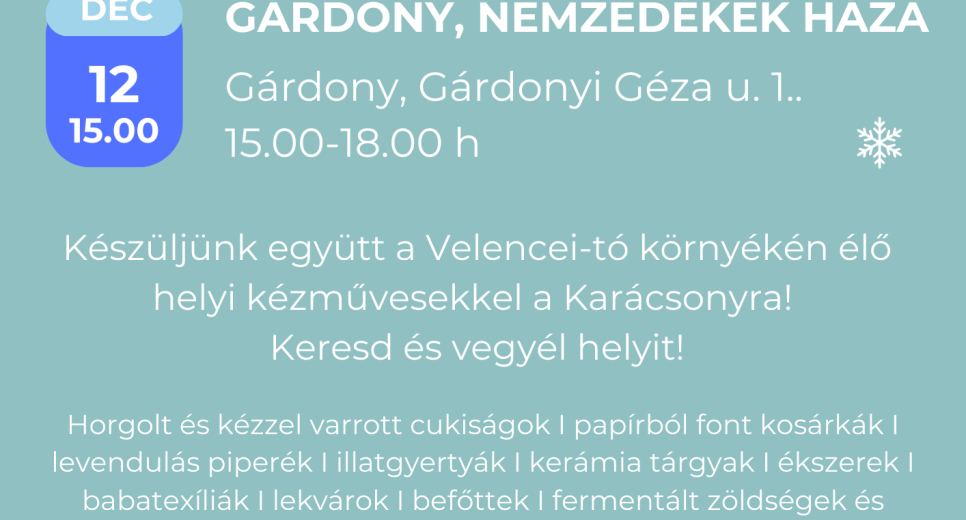 VÉKA - Karácsonyi Kézműves Vásár VÉKA - Karácsonyi Kézműves Vásár